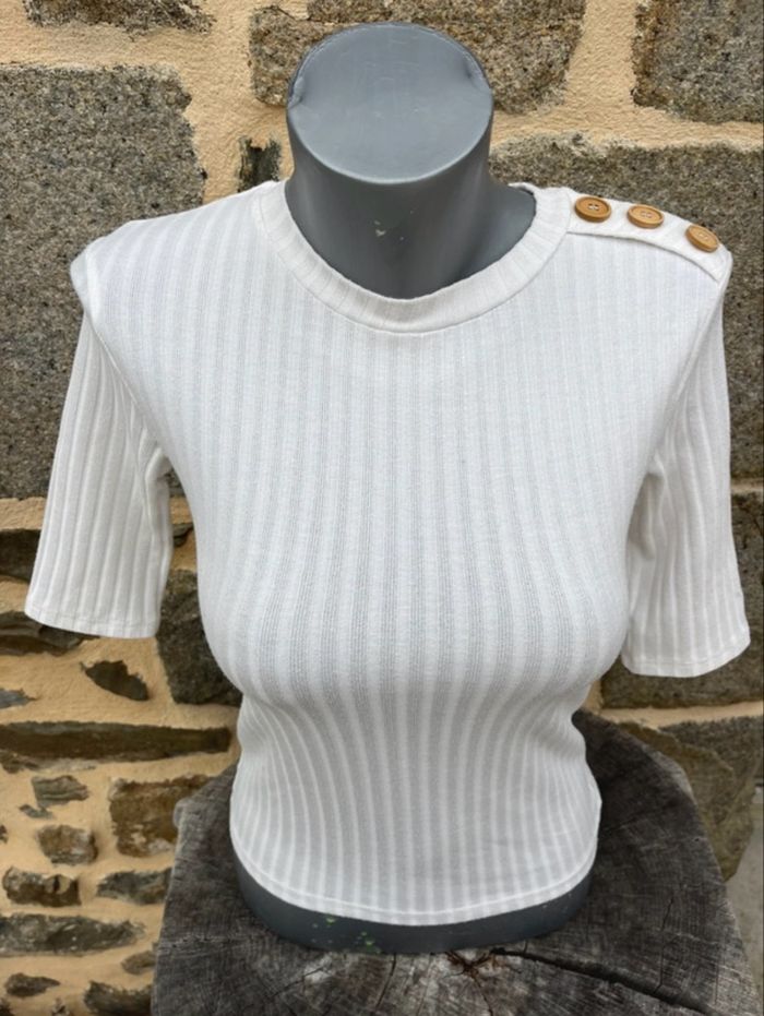 Teeshirt en maille blanche - Stradivarius