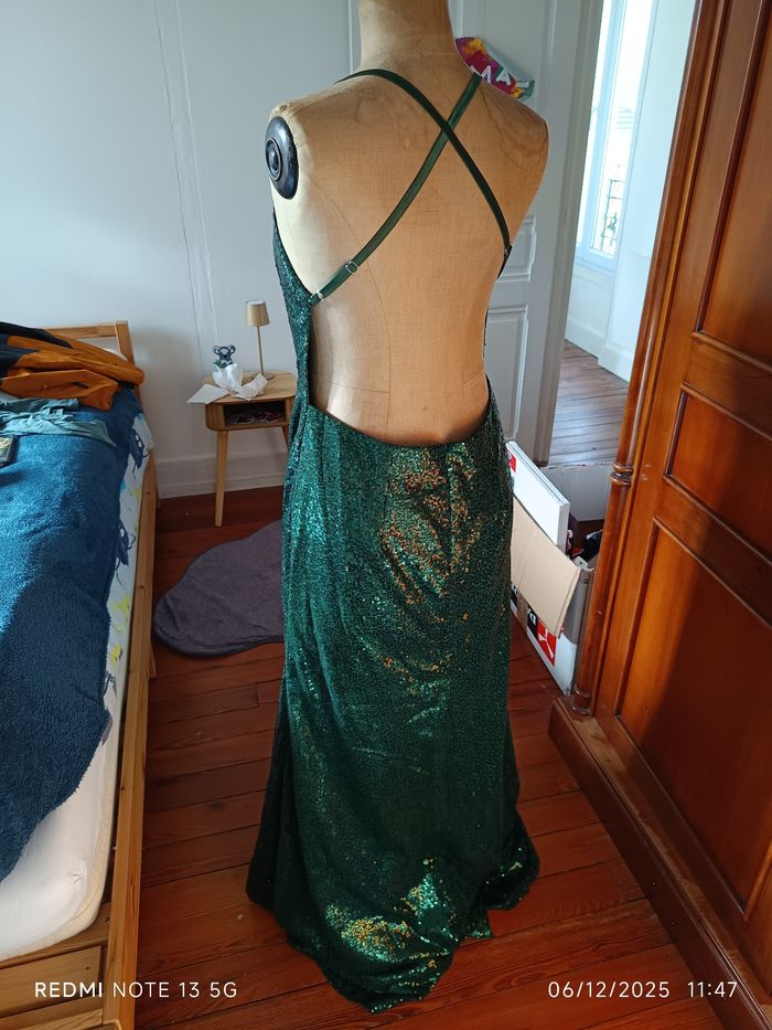 Robe à sequins vert bouteille T.40 - photo numéro 3