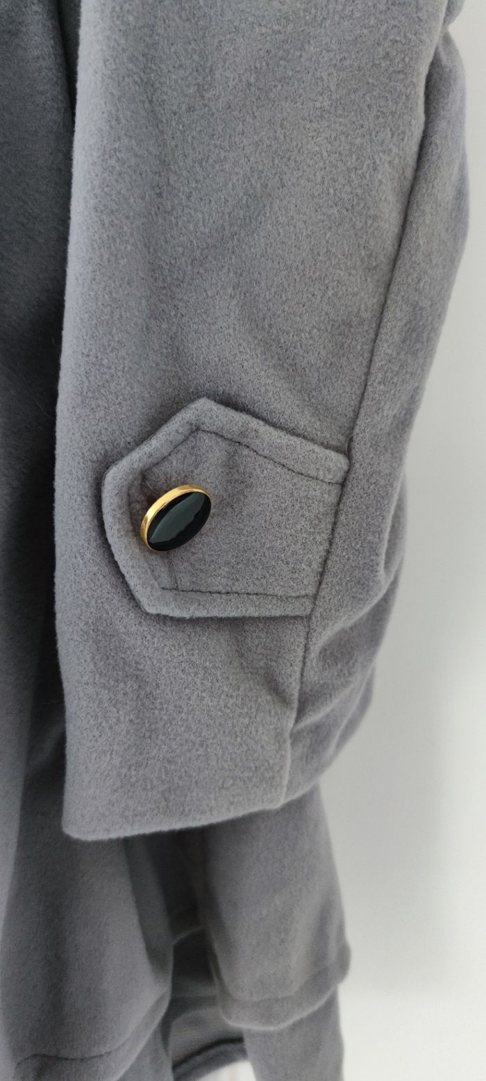 Manteau femme gris 3XL neuf col laine avec ceinture hiver - photo numéro 7