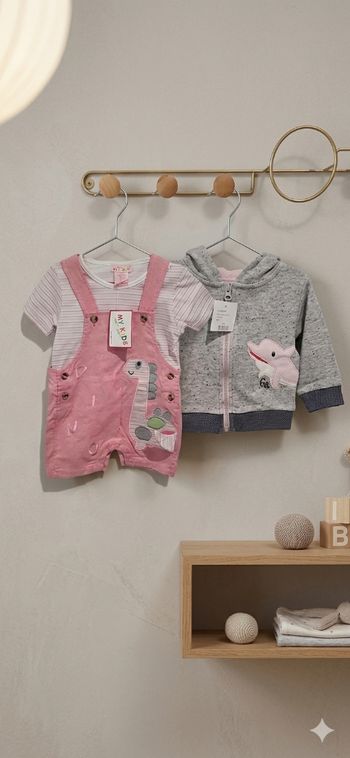 Lot salopette short + veste 3 / 6 Mois