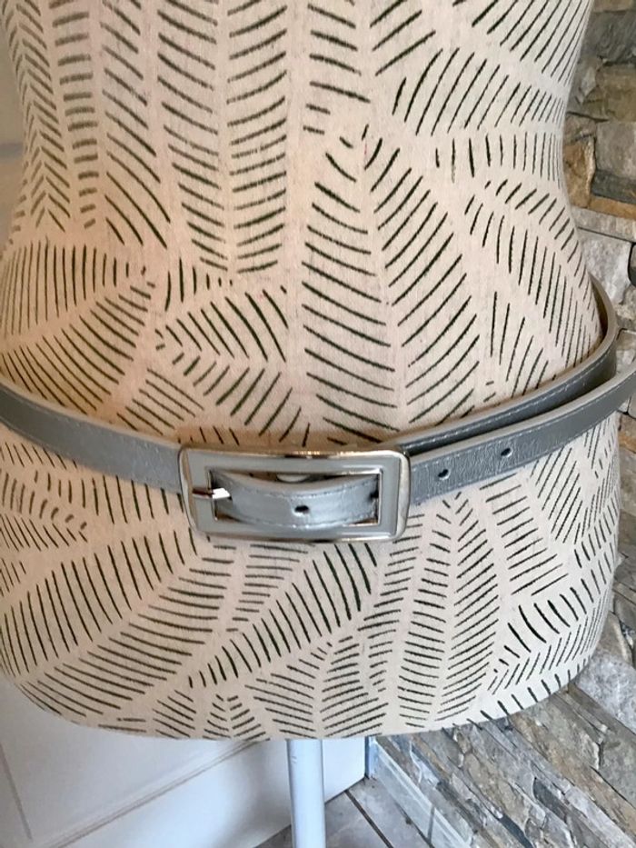 Ceinture grise argenté boucle rectangulaire taille 85 large 2 cm - photo numéro 2