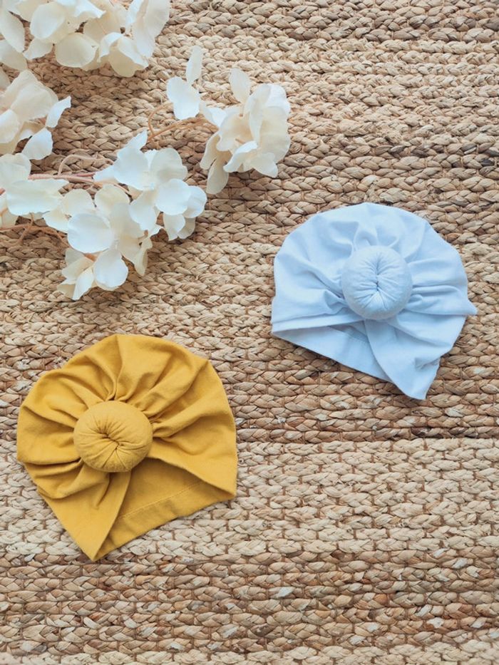 Lot de deux bonnets turbans légers printemps fille 3-6 mois