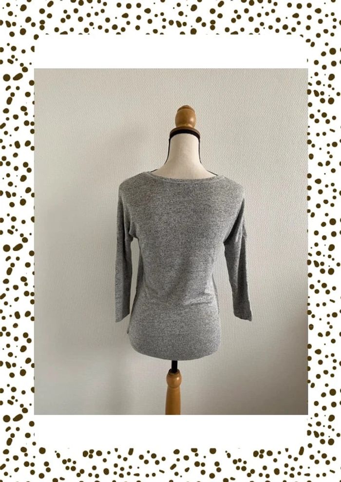 Pull manches 3/4 gris - photo numéro 2