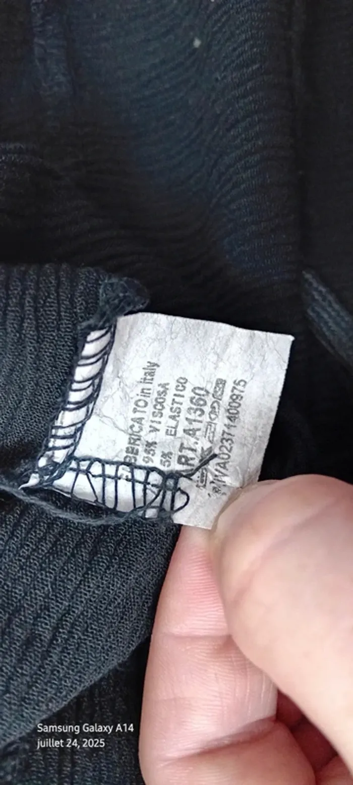 Robe noire très longue effet plissé cache cœur taille smock femme 38/40 made in italy - photo numéro 14