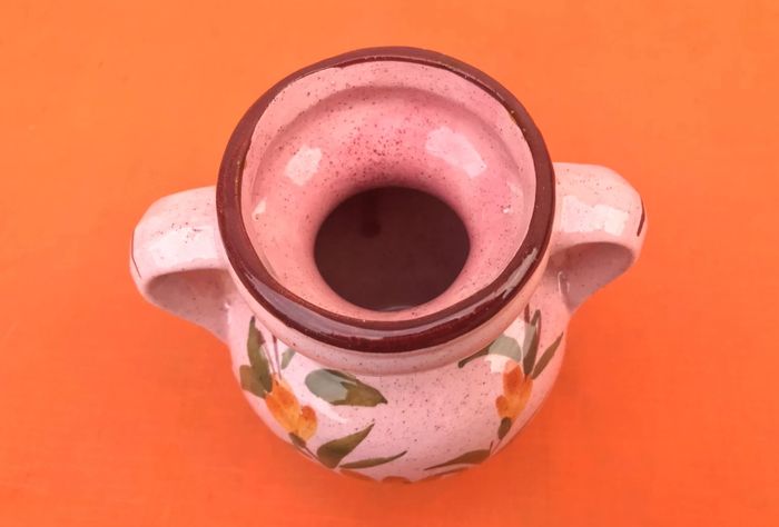 Ancien vase   Céramique émaillée   Décor floral - photo numéro 4