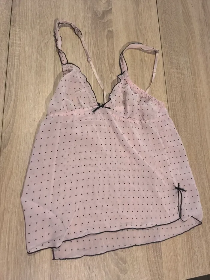 Top voile lingerie à pois
