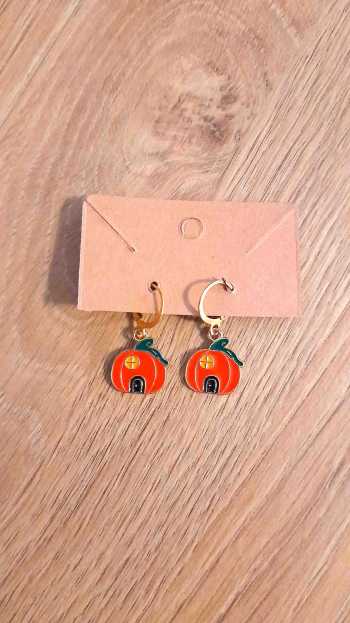 Boucles d’Oreilles Halloween Citrouille - photo numéro 2