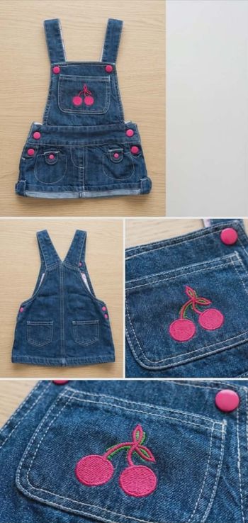 Salopette Jupe Jean et Cerises Kimbaloo - 6 mois