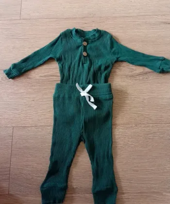 Ensemble bébé vert 3-6 mois – 95% coton