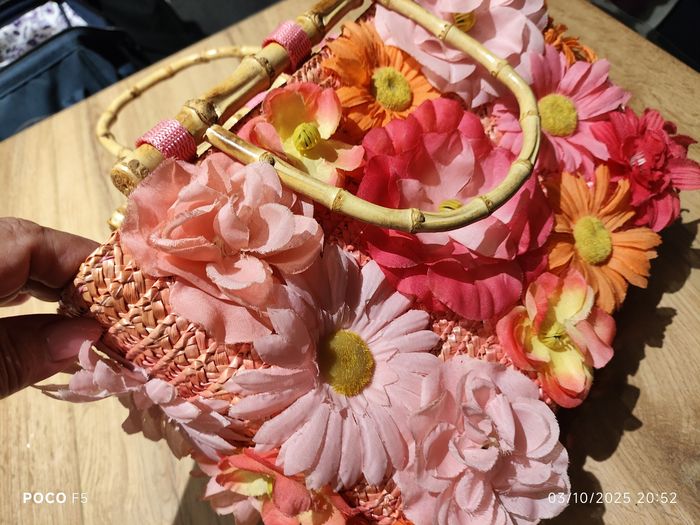 Sac avec anse bambou  et fleur - photo numéro 4