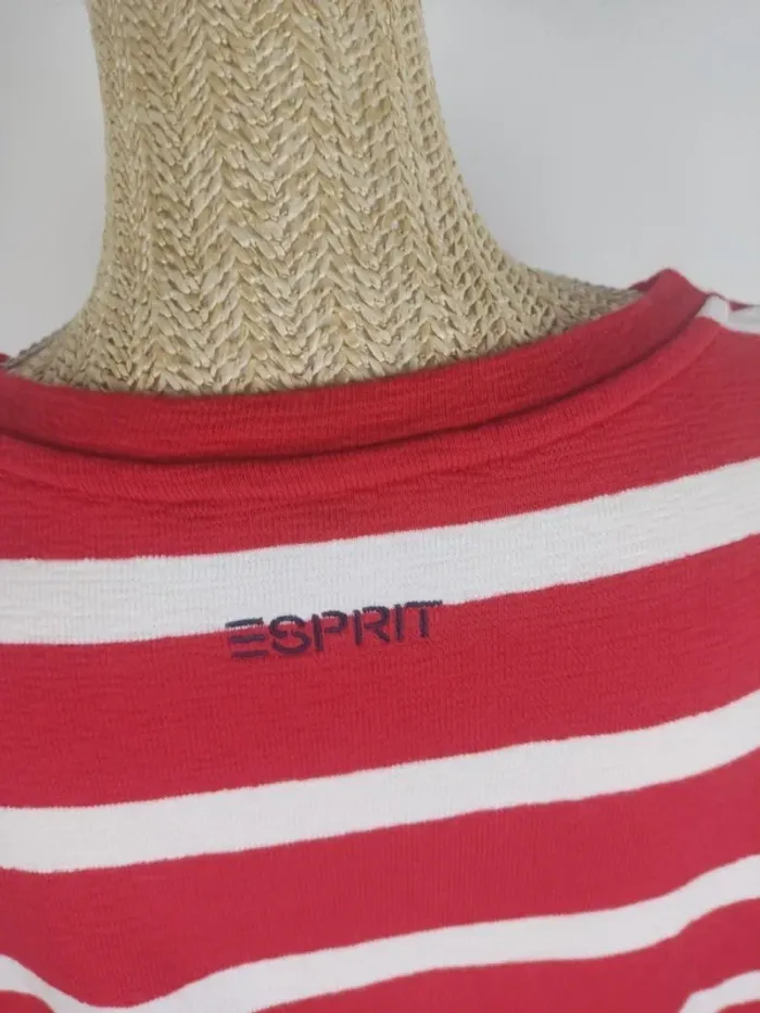 Pull manches longues marinière rouge et blanc taille L Esprit - photo numéro 7