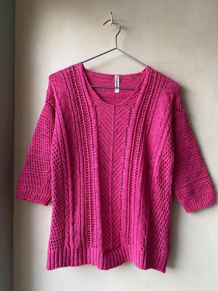 Pull ajouré rose Sateen S - photo numéro 3