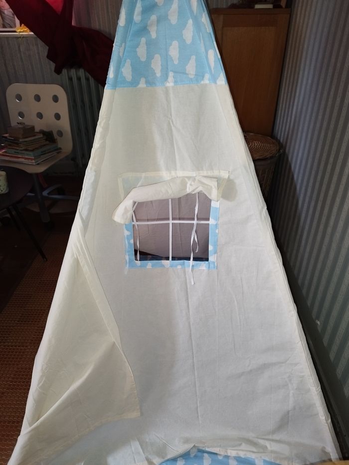 Tipi en toile pour enfant avec tapis de sol et deux coussins - photo numéro 3