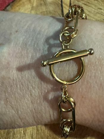 Bracelet mailles épaisses trombones cercle tige acier inoxydable or