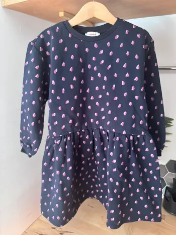💙 Robe hiver Catimini bleue marine à cœurs roses – 6 ans 💙