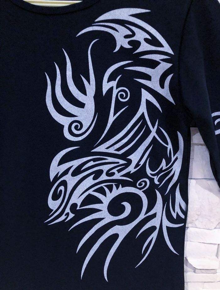 ZACARD - HAUT ML FEMME NOIR MOTIF TRIBAL ARGENT PAILLETÉ DEVANT + MANCHE + DOS M - photo numéro 4