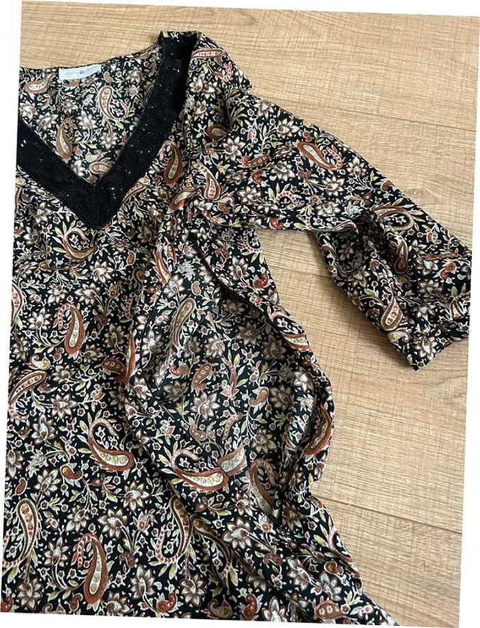 Robe imprimée avec manches 3/4 Cache Cache taille S TBE - photo numéro 15