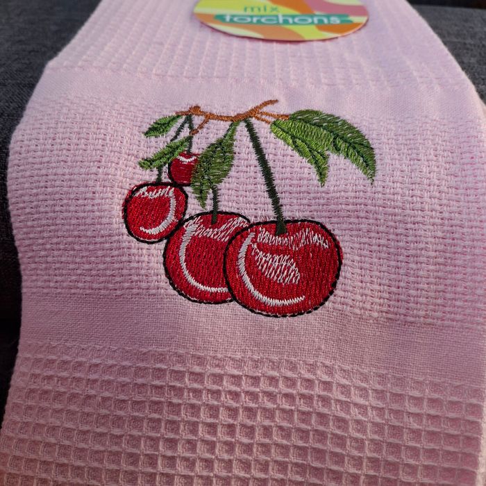 Torchon Neuf Rose Logo Cerise