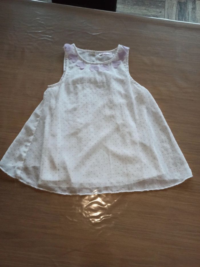 Débardeur tunique blanc à pois - photo numéro 2