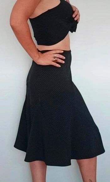 Jupe mi longue évasée rayée chic taille haute 40
