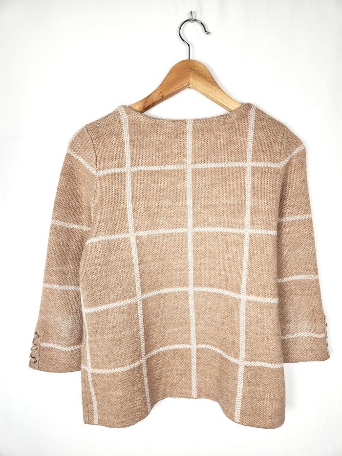 Pull Bréal beige à carreaux Manches 3/4 Taille 1 Taille S - photo numéro 4