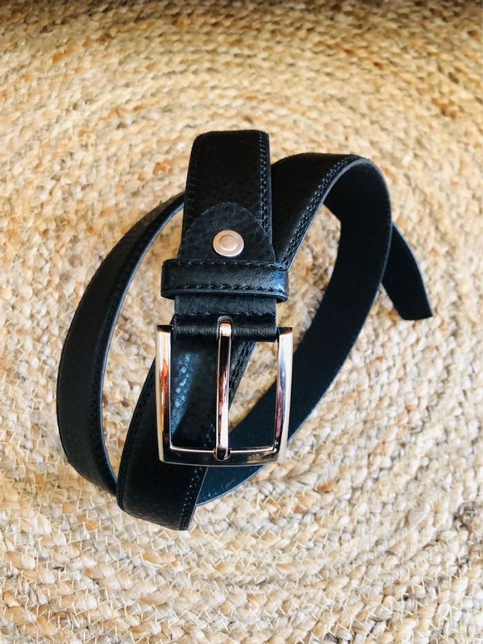 Ceinture homme cuir noir neuve black leather belt - photo numéro 3