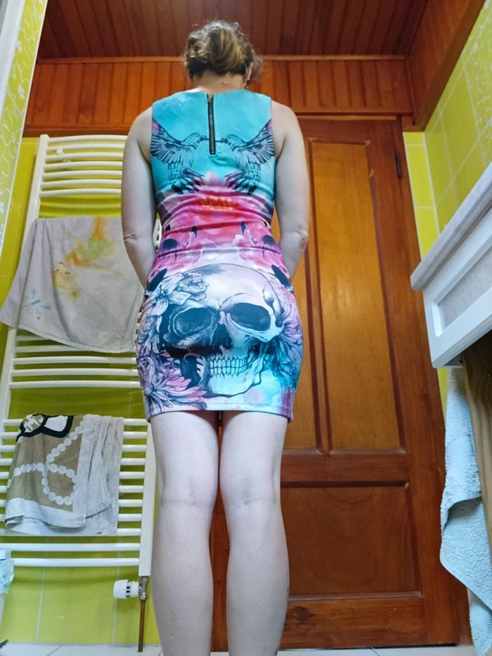 Robe femme colorée motif tête de mort - photo numéro 9