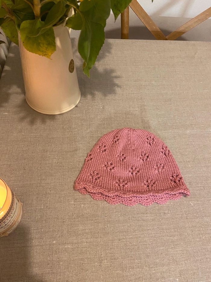 Bonnet rose en laine Petit Bateau 2/4 ans - photo numéro 2
