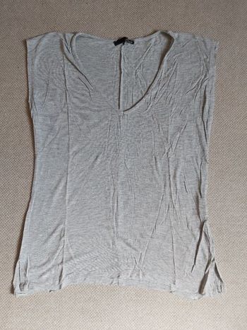 Tee-shirt sans manches gris clair chiné T.S - Etam