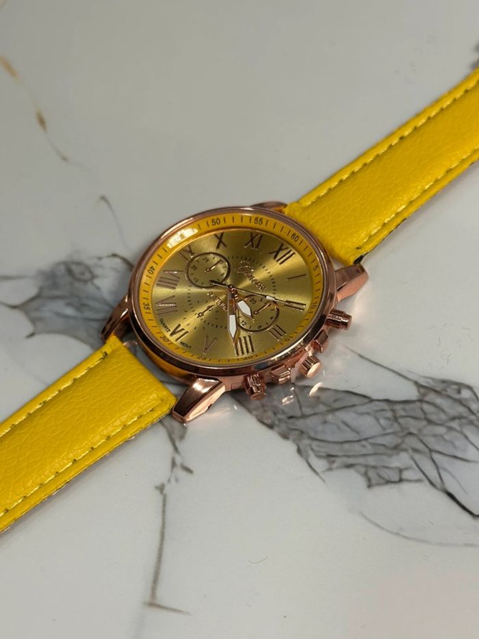 Montre Jaune « Geneva » Mixte Neuve - photo numéro 3