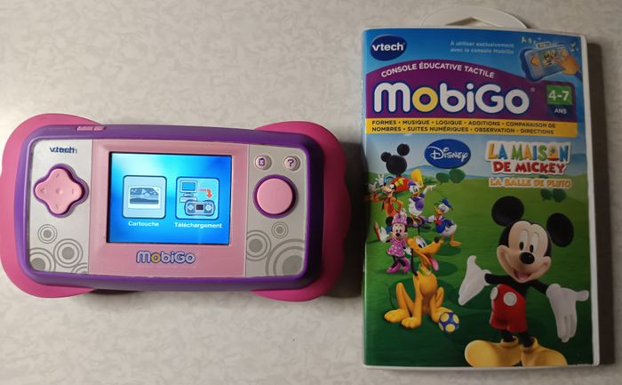 Vtech Mobigo Rose Console Tablette Jeux Vidéo Éducatifs Jeu V Tech + Jeu mickey