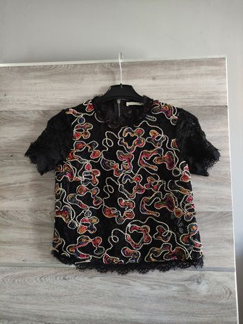 Haut Zara noir brodé taille S