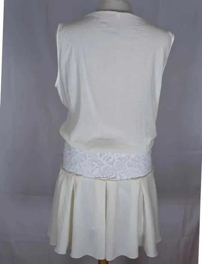 Robe courte Maje légère crème et dentelles blanches T1/36/S - photo numéro 6