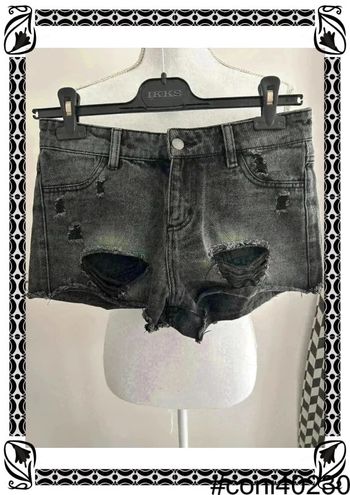 Short en Jean Noir Troué Tezenis 🖤 Taille 34