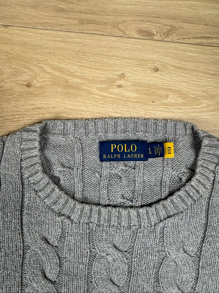 Pull torsadé gris Ralph Lauren taille L - photo numéro 2