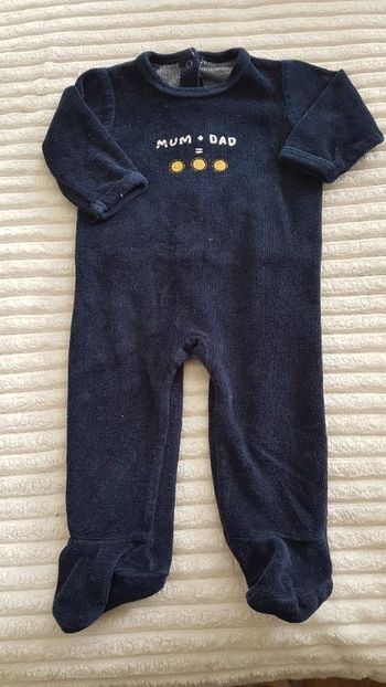 pyjama velours  bleu marine vertbaudet 6 mois