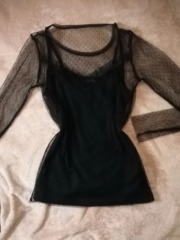 T-shirt à dentelle transparente et t-shirt en doublon