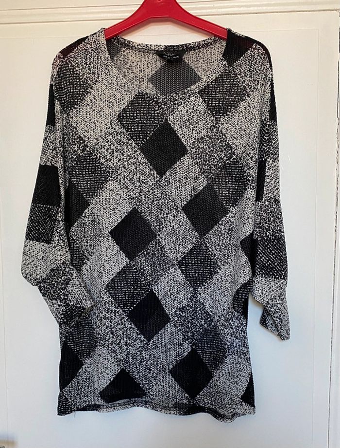 Blouse très léger New Look M/L losanges gris noirs - photo numéro 2