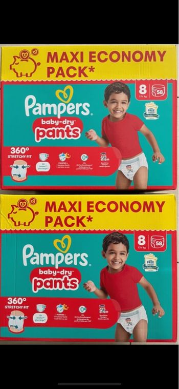 2 cartons de couches Pampers taille 8