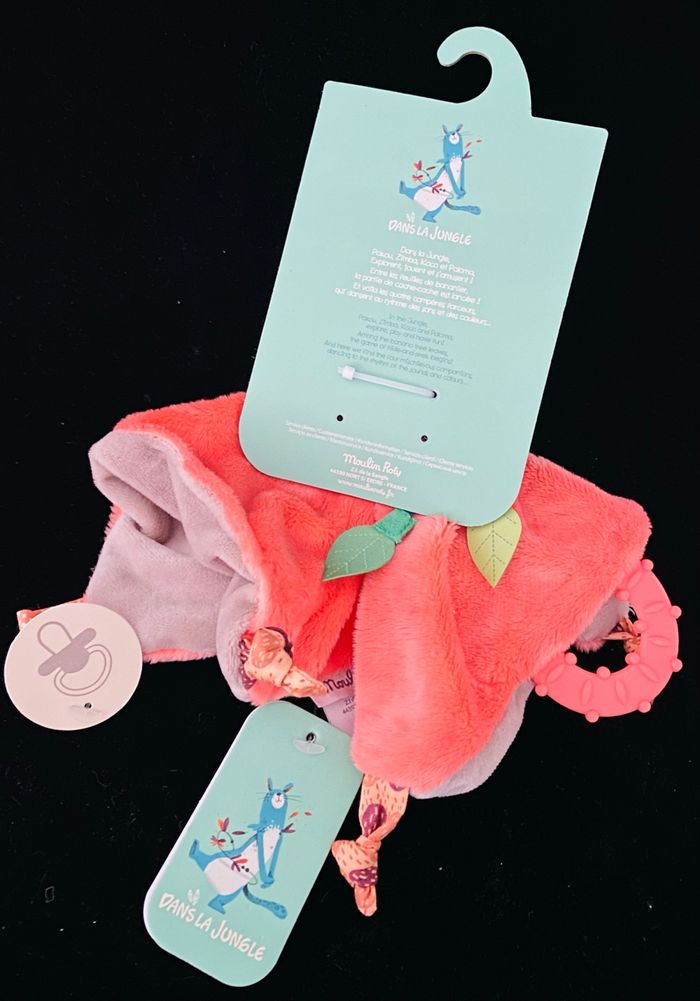 ❤️Doudou oiseau mouchoir plat dans la jungle moulin roty - photo numéro 2