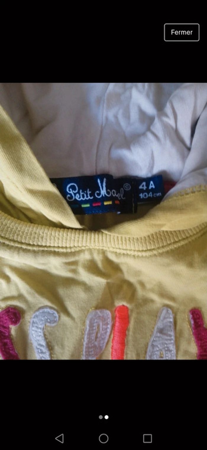 Tee shirt Little Marcel 4 ans Jaune - photo numéro 2
