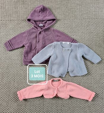 Lot de 3 gilets et boléros fille - 3 mois