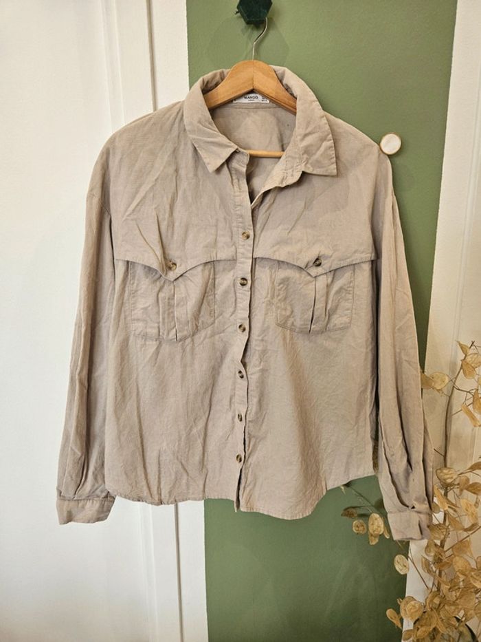 Surchemise beige velour côtelé Mango taille L coton