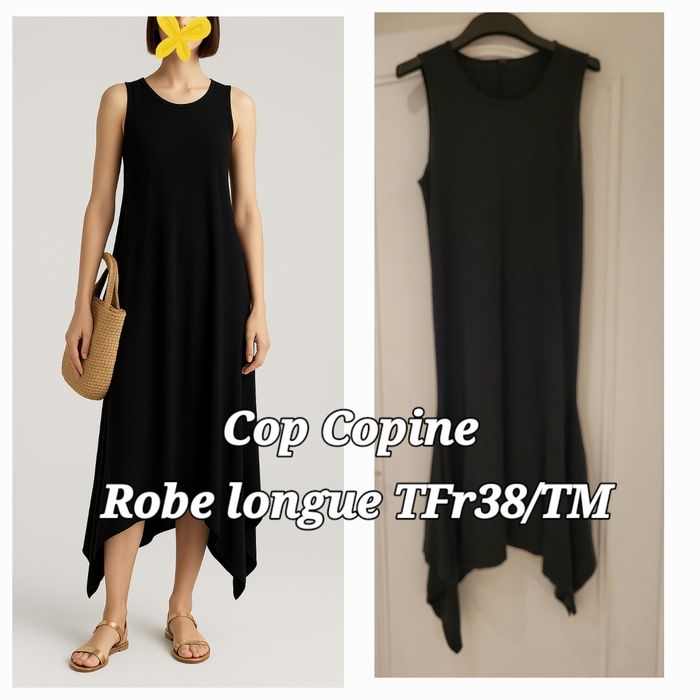 Tattoo Paris Robe  Longue TFr38/TM- Beige_Champagne avec Fines bretelles Dorées en TBE