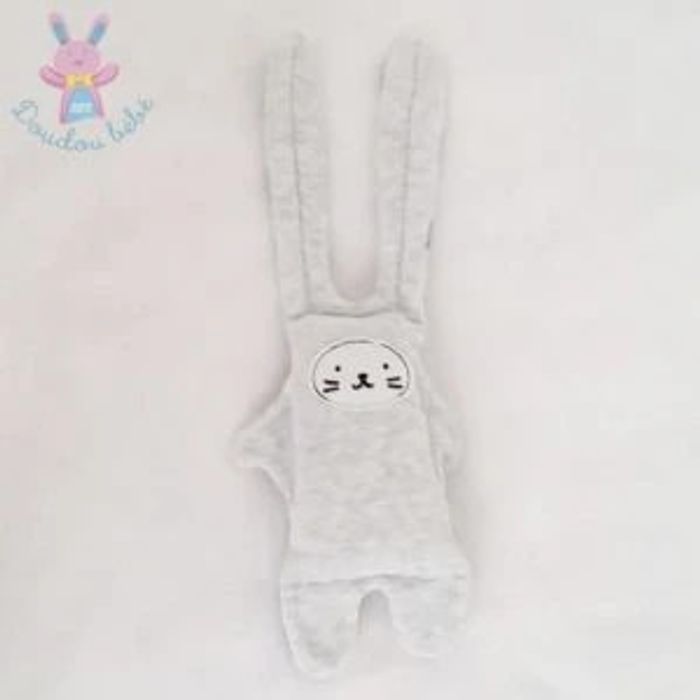 Doudou semi-plat Lapin gris bleu hippopotames Catimini - photo numéro 2