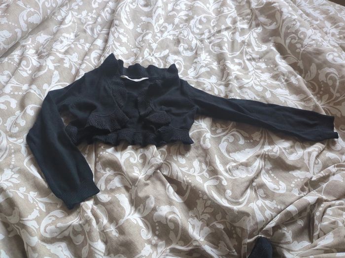 Gilet court volants Boléro noir paillettes 2 - 4 ans - photo numéro 2