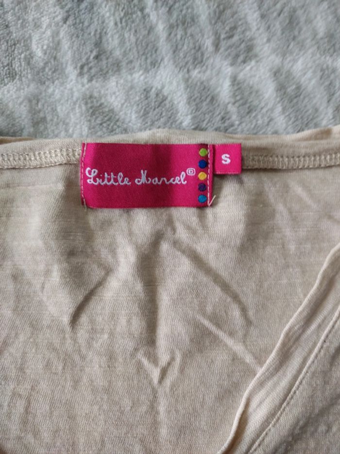 Tee-shirt manches longues beige rayures multicolores Little Marcel taille S 36 - photo numéro 4