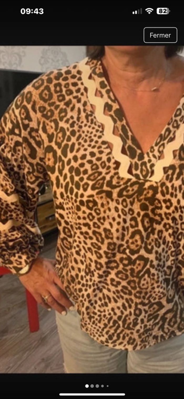 Blouse léopard manches longues coton
