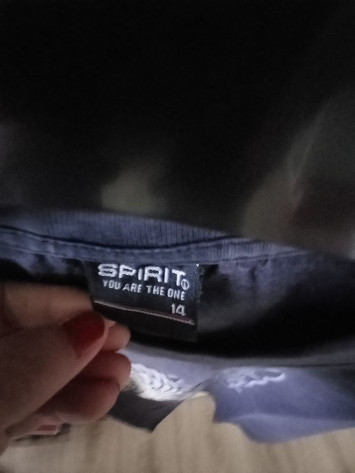 tee shirt manches courtes bleu marine marque Spirit taille 14 ans - photo numéro 2