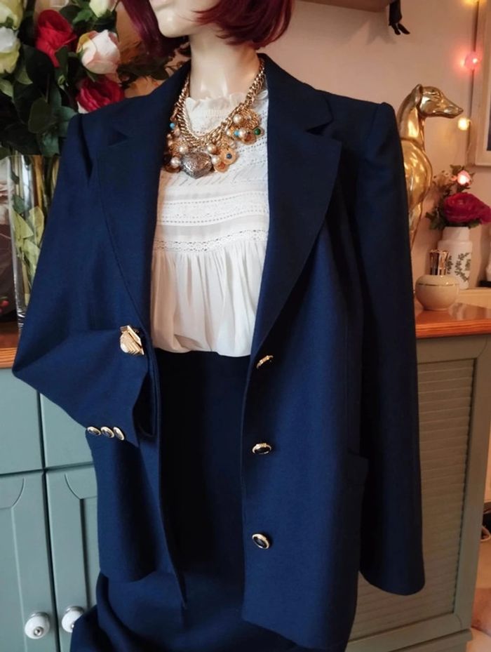 💞 Ensemble Vintage Blazer & Jupe Pure Laine T42/44💞 - photo numéro 2